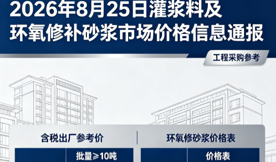 安新2026年8月25日灌浆料及环氧修补砂浆市场价格信息通报